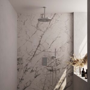 Brauer Chrome Carving complete inbouw regendouche set 30 met 30cm douchekop, plafondarm en staafhanddouche chroom