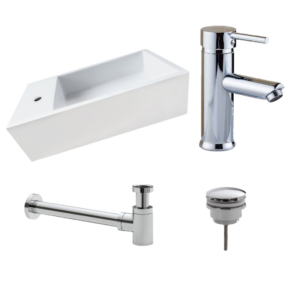 Saniclear fonteinset alaska links met chromen kraan