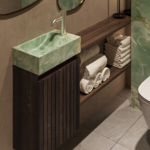 Fontana Green Onyx toiletmeubel met ribbelfront kasteel bruin