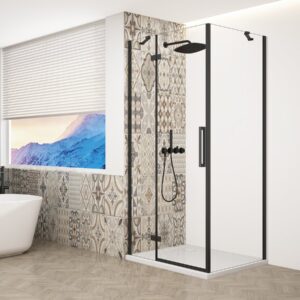 Gelco Trinity douchecabine met helder glas 80x100cm links zwart mat