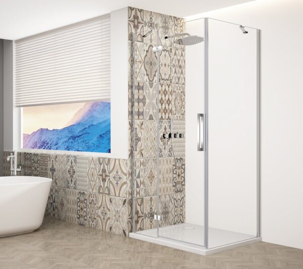 Gelco Trinity douchecabine met helder glas 120x120cm links chroom