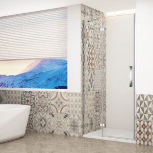 Gelco Trinity douchedeur 120cm links met helder glas chroom