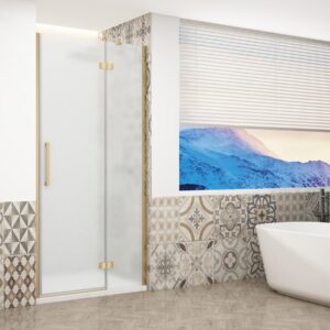Gelco Trinity douchedeur 90cm rechts met mat glas goud