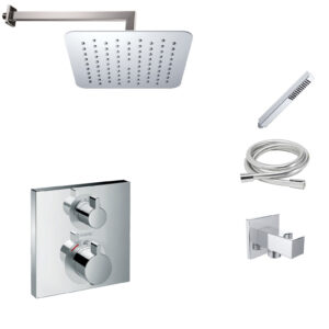 Hansgrohe Ecostat Square inbouw douchekraan met Mueller Cube 20cm douchekop en wandarm regendouche chroom