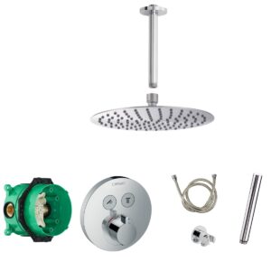 Hansgrohe Shower Select inbouw douchekraan rond met Saniclear Talpa 20cm douchekop en plafondarm regendouche chroom