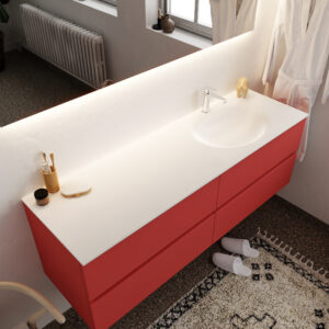 Mondiaz Vica 150cm badmeubel fire 4 lades wastafel Moon rechts met 1 kraangat