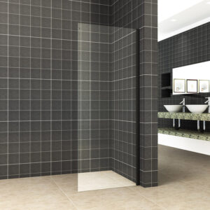 Mueller zijwand voor douchedeur 80x200cm mat zwart