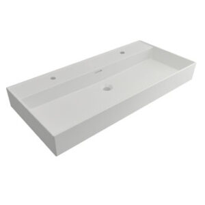 Plieger Kansas wastafel met 2 kraangaten met overloop 100x46.6cm mat wit