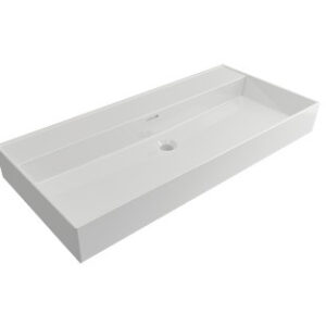 Plieger Kansas wastafel zonder kraangaten met overloop 100x46.6cm glans wit