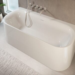 Riho Devotion half vrijstaand bad 180x80cm wit glans met Fall overloop