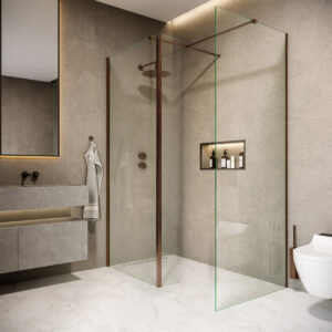 Saniclear Rivo inloop douchecabine 180x80cm met 30cm zijwand en 60cm vrije inloop verouderd messing