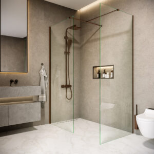 Saniclear Rivo inloop douchecabine 160x90cm met 60cm vrije inloop verouderd messing