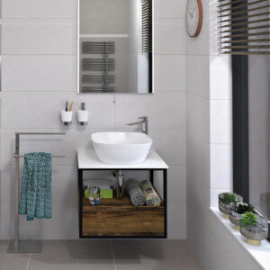 Sapho Skara badmeubel met Solid Surface wastafelblad 59cm eiken collingwood