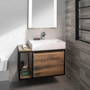 Sapho Skara badmeubel met witte wastafel 80cm eiken collingwood