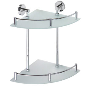 Sapho X-Round glazen hoekplanchet met rail 2 laags chroom