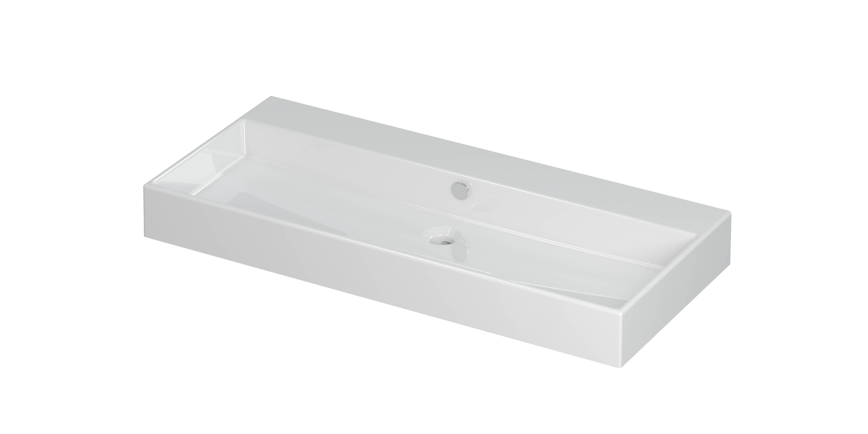 Wastafel Unlimited Porselein zonder kraangat 100 cm x 45 cm x 11 cm Glans wit 0202061