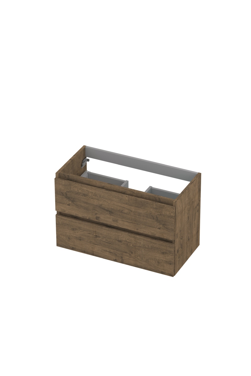 Onderkast INK 2 laden greeploos met houten keerlijst 80 cm x 40 cm x 52 cm Naturel eiken 1257013