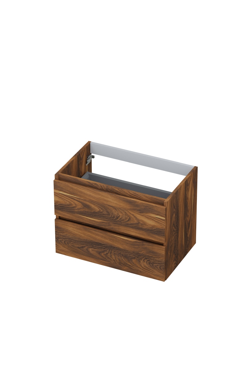 Onderkast INK 2 laden greeploos met houten keerlijst 70 cm x 45 cm x 52 cm Noten 1257117