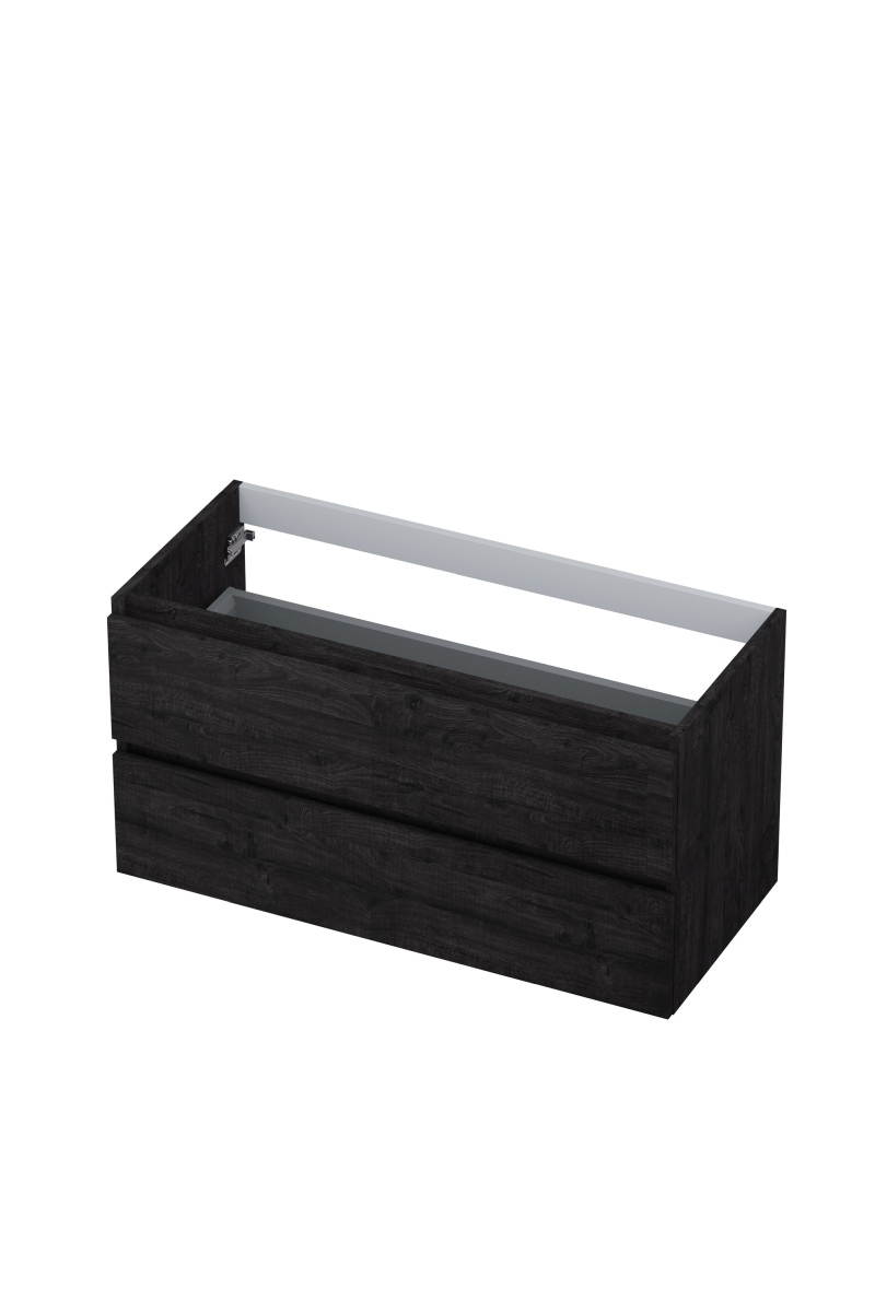 Onderkast INK 2 laden greeploos met houten keerlijst 100 cm x 45 cm x 52 cm Houtskool eiken 1257148