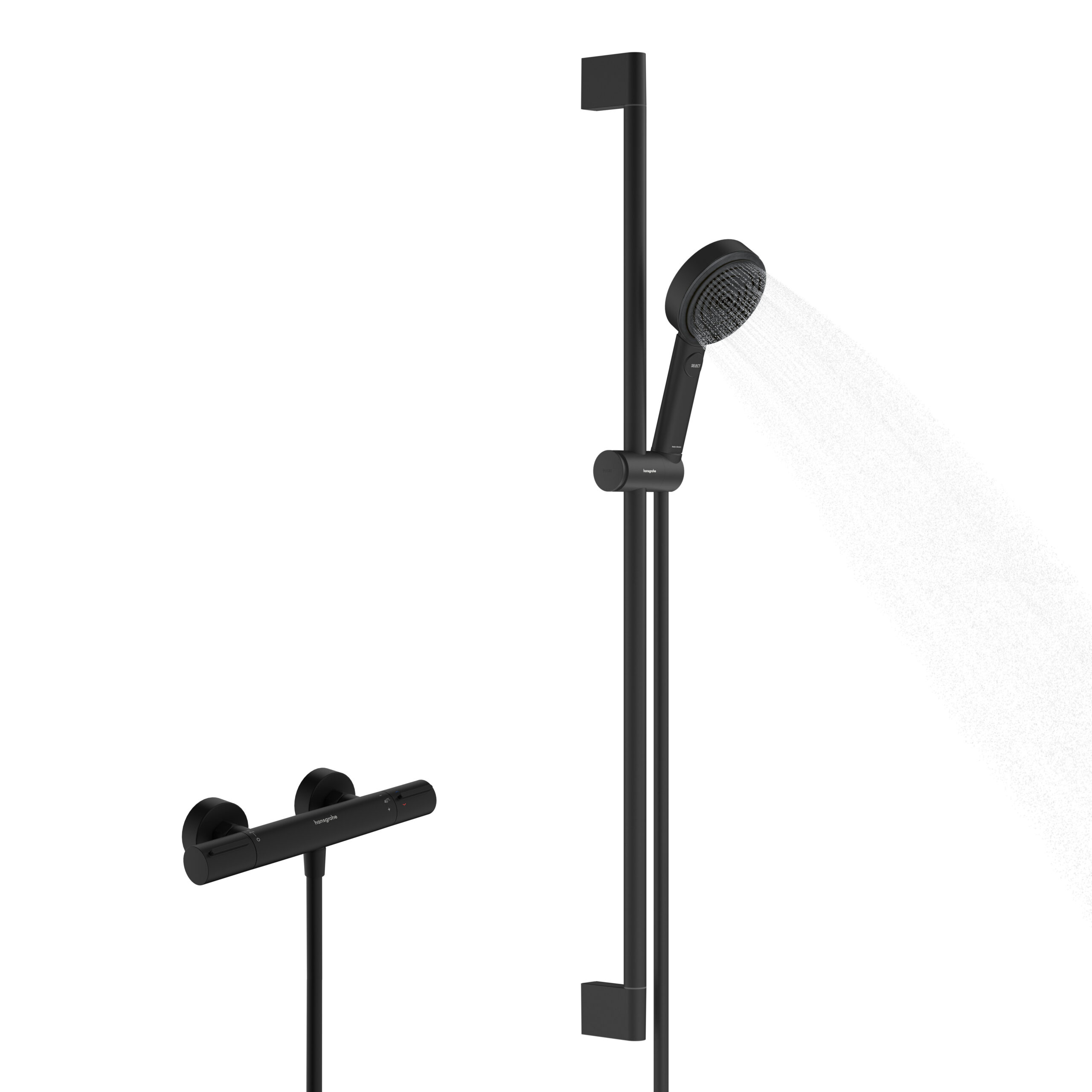 Hansgrohe Pulsify Select S douchesysteem 105 3jet Relaxation EcoSmart met Element en glijstang 90 cm, mat zwart