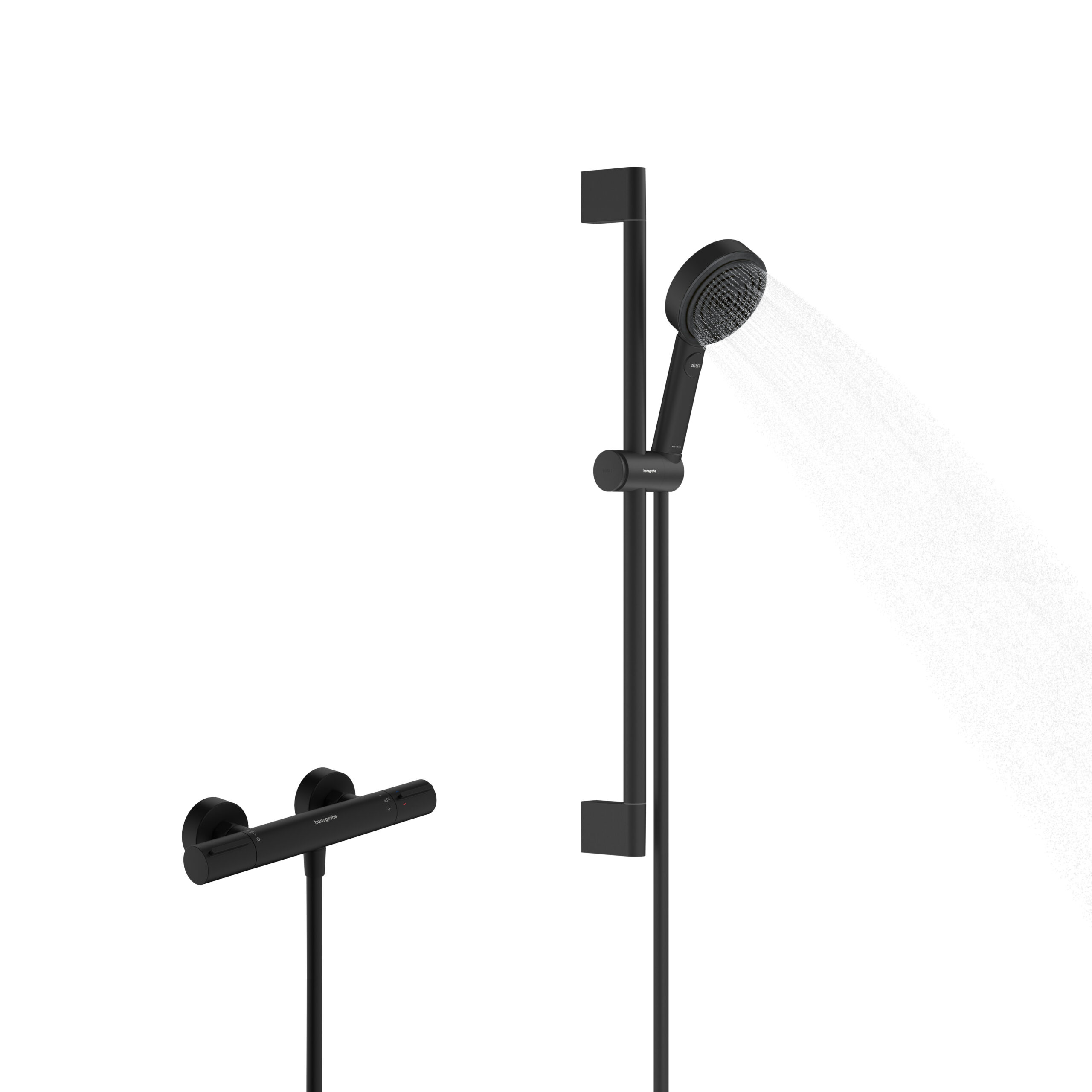 Hansgrohe Pulsify Select S douchesysteem 105 3jet Relaxation EcoSmart met Element en glijstang 65 cm, mat zwart