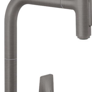 Hansgrohe Metris Select M71 2-gats ééngreeps keukenmengkraan 200 met uittrekbare vuistdouche en sBox, 2 straalsoorten, Brushed Black Chrome