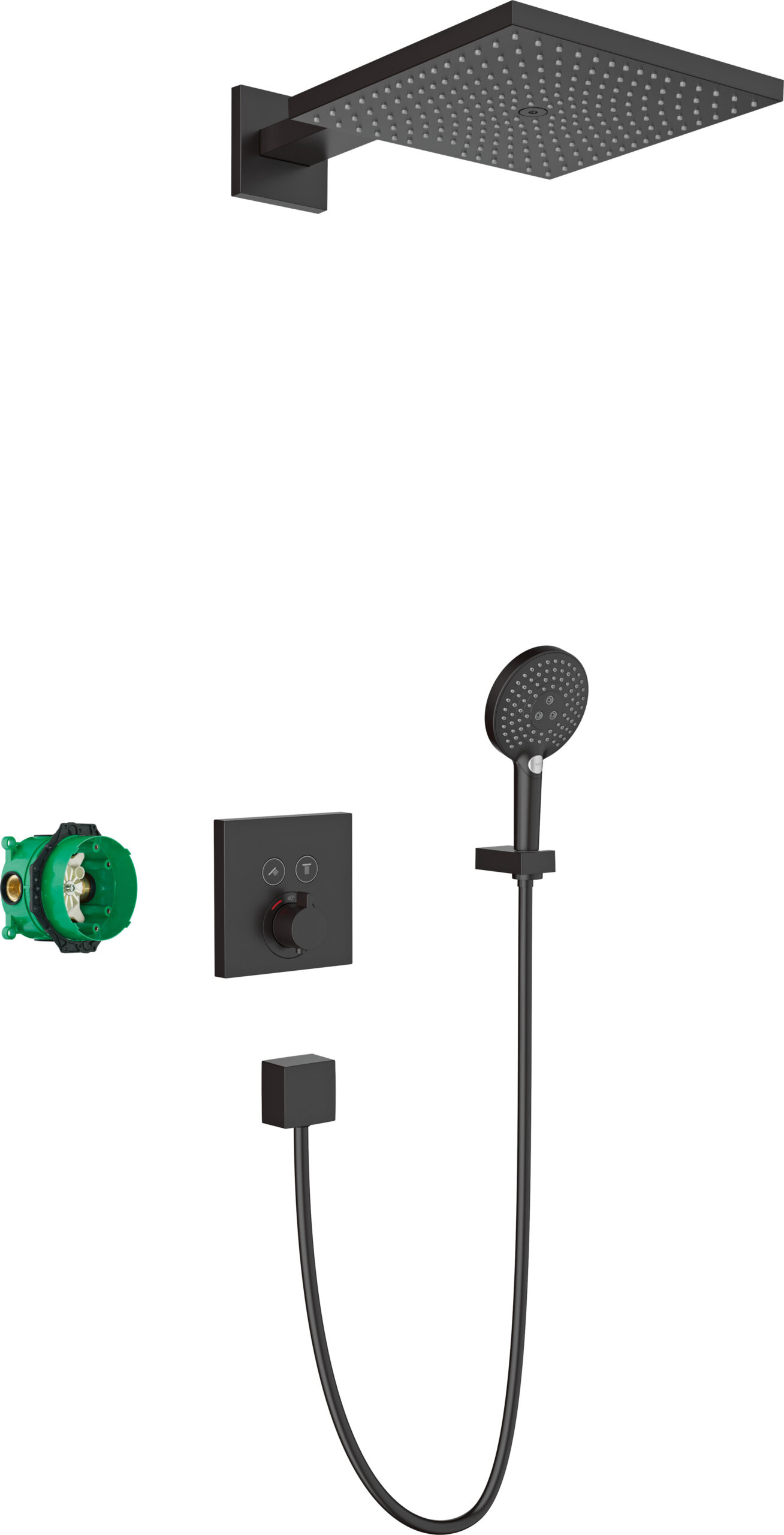 Hansgrohe Raindance E inbouw douchesystreem met ShowerSelect thermostaat, mat zwart