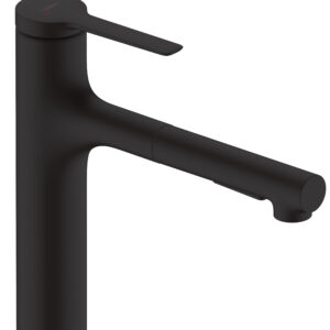 Hansgrohe Zesis M33 ééngreeps keukenkraan 160 met metalen uittrekbare vuistdouche, 2jet, mat zwart