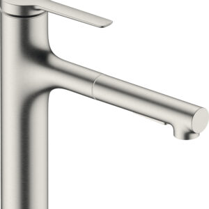 Hansgrohe Zesis M33 ééngreeps keukenkraan 160 met metalen uittrekbare vuistdouche, 2jet, rvs look
