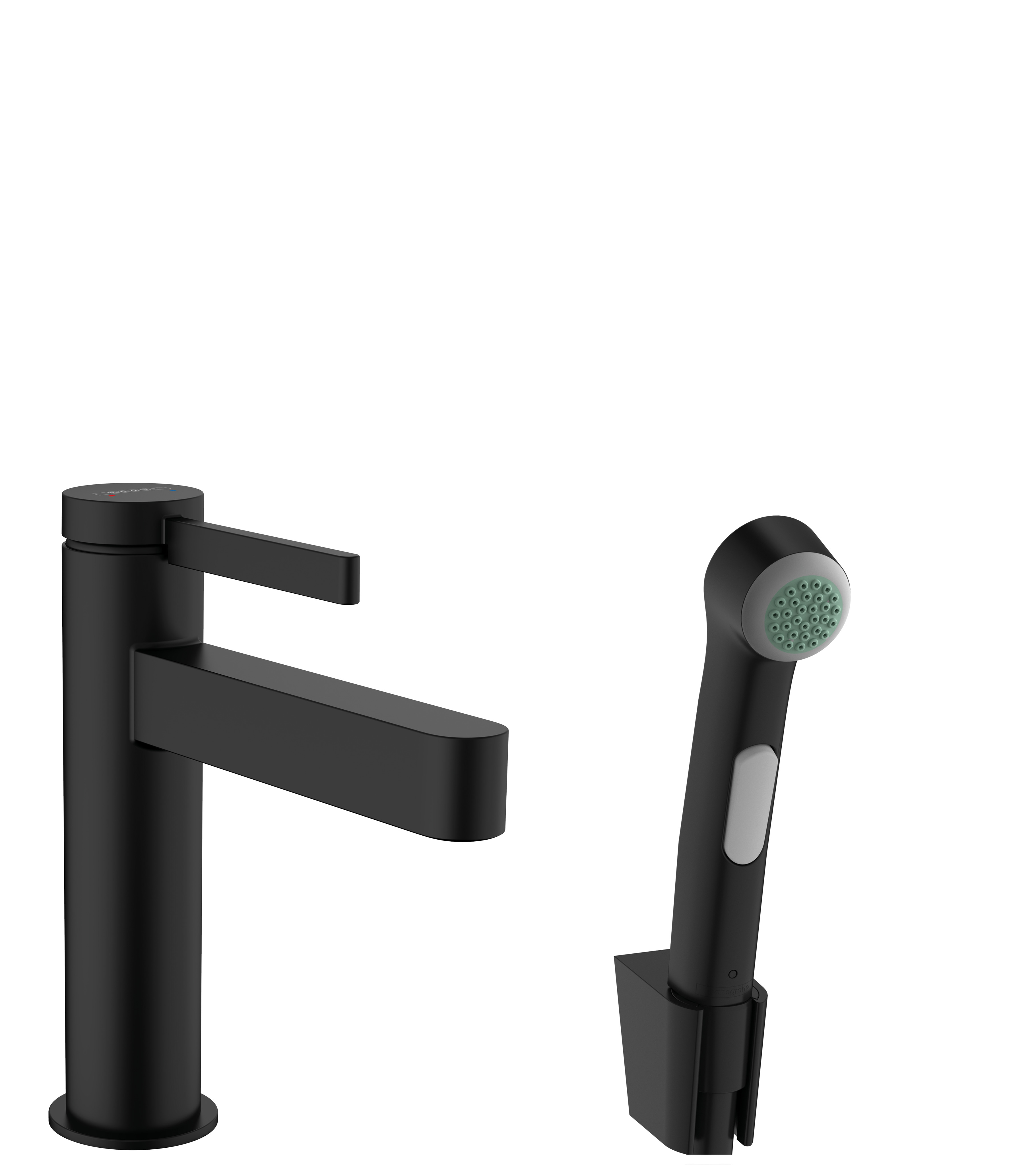 Hansgrohe Finoris ééngreeps wastafelmengkraan 110 met bidet handdouche en doucheslang 160 cm, mat zwart