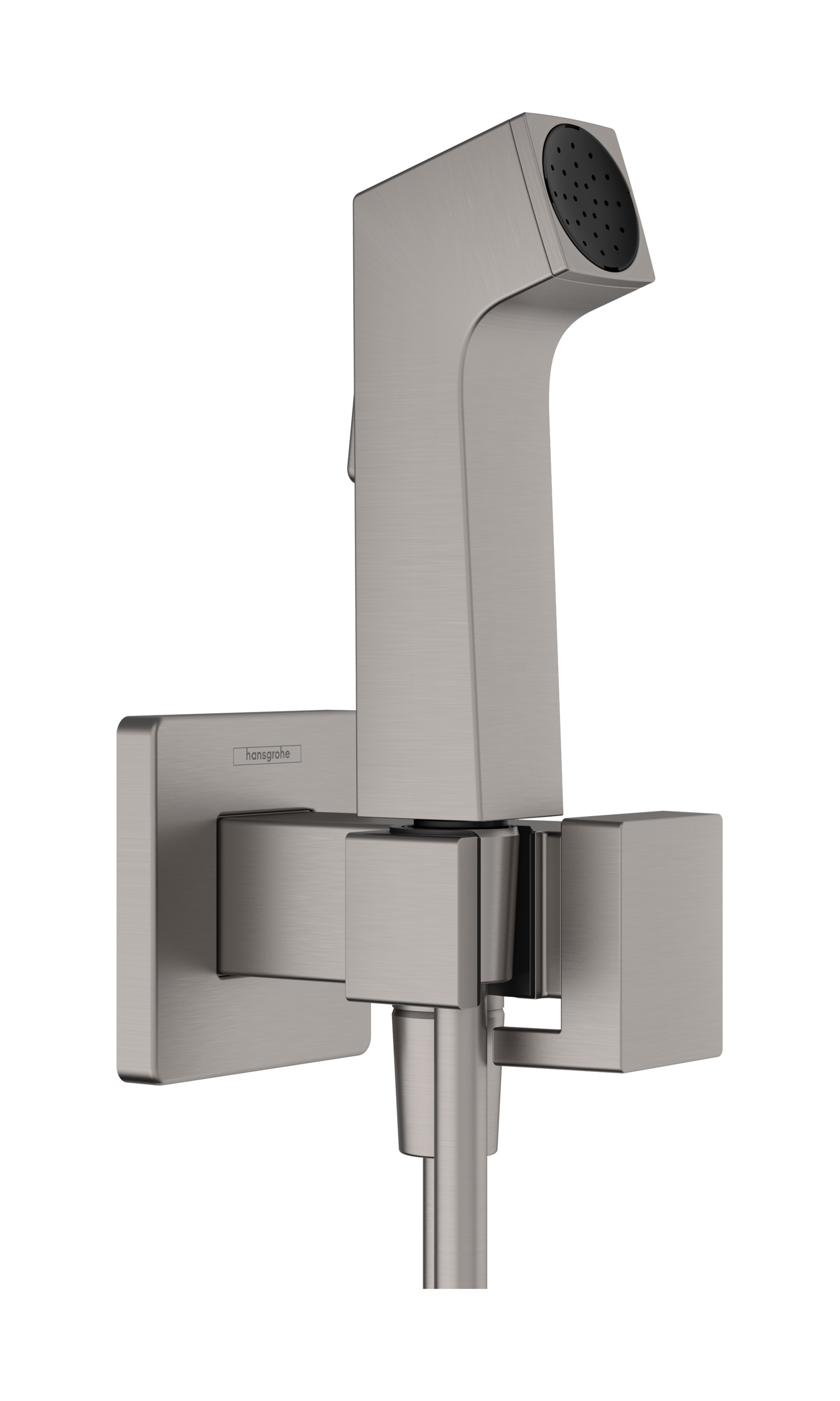 Hansgrohe bidethanddouche 1jet E EcoSmart voor warm water met douchehouder en doucheslang 125 cm, Brushed Black Chrome
