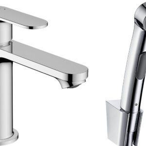 Hansgrohe Rebris S ééngreeps wastafelmengkraan 110 met bidette handdouche en doucheslang 160 cm zonder afvoer, chroom