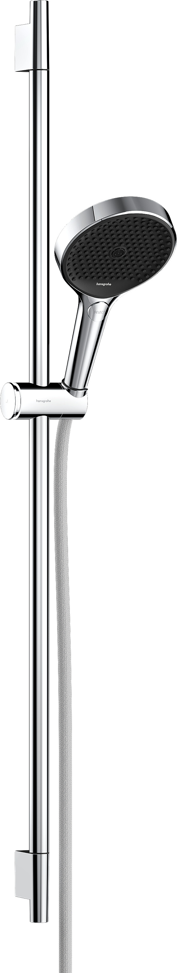 Hansgrohe Rainfinity doucheset 130 3jet met glijstang S Puro 90 cm, push-schuifstuk en Designflex textiel doucheslang 160 cm, chroom