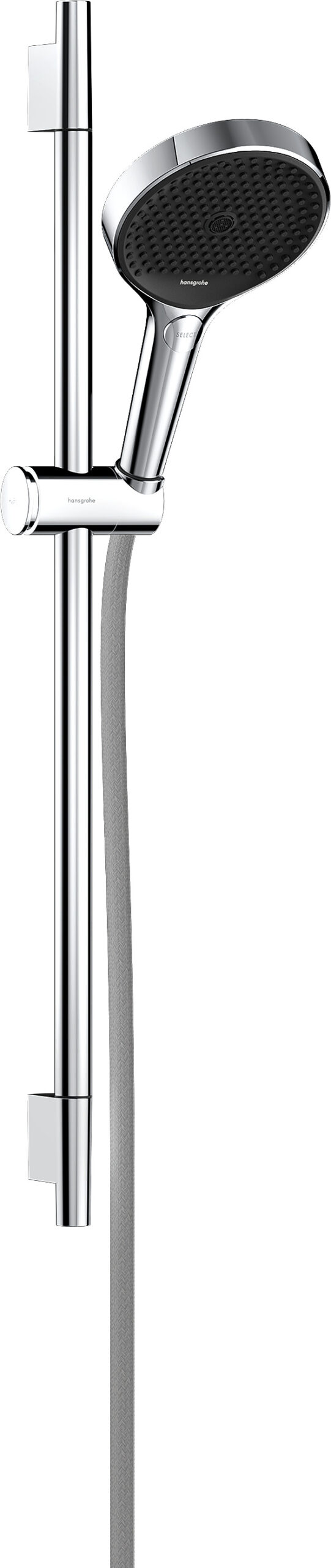 Hansgrohe Rainfinity doucheset 130 3jet met glijstang S Puro 65 cm, push-schuifstuk en Designflex textiel doucheslang 160 cm, chroom
