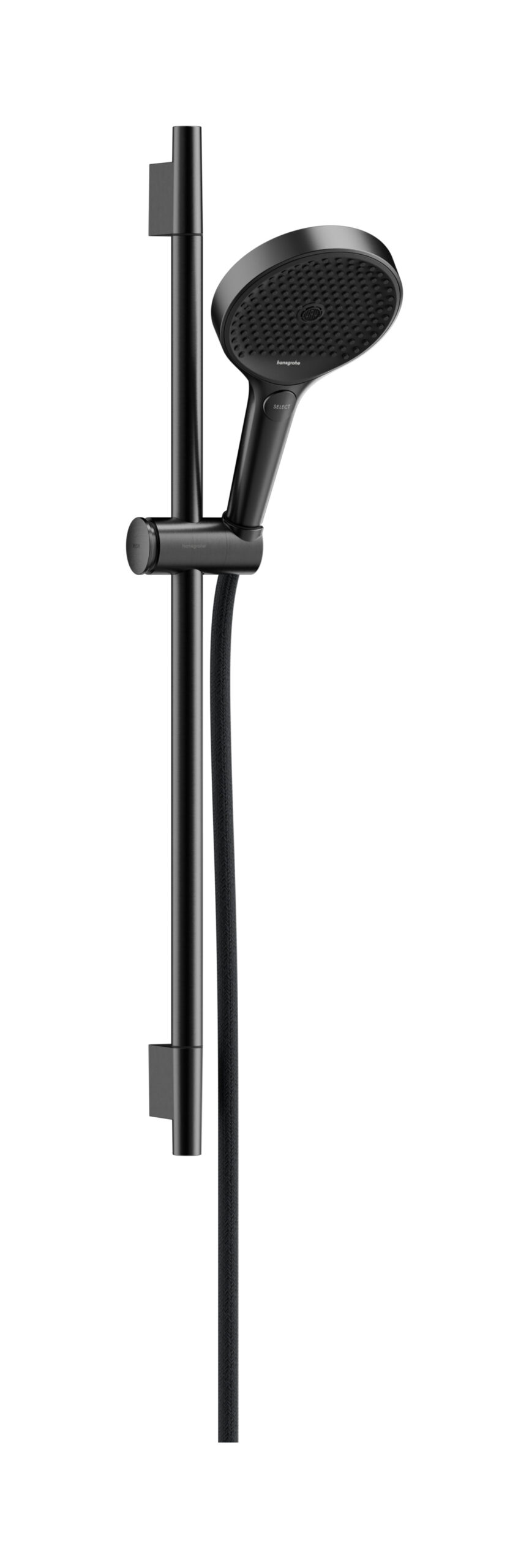 Hansgrohe Rainfinity doucheset 130 3jet EcoSmart met glijstang S Puro 65 cm, push-schuifstuk en Designflex textiel doucheslang 160 cm, Brushed Black Chrome
