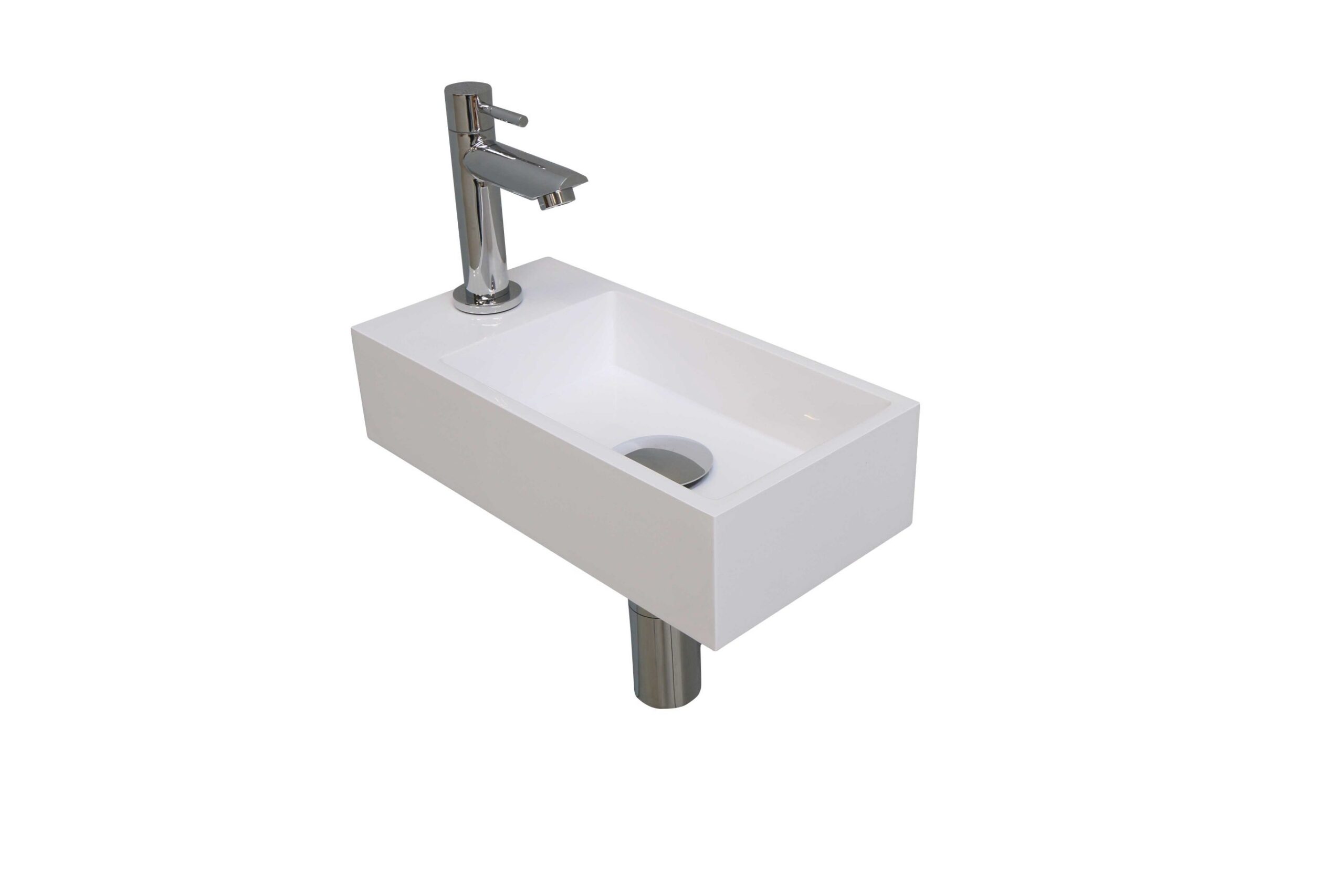Fonteinset INK Versus 36x18x9 cm Polystone Glans Wit Met Kraangat Links Chroom