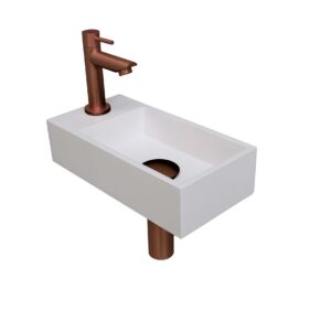 Fonteinset INK Versus 36x18x9 cm Polystone Glans Wit Met Kraangat Links Mat Rose Goud