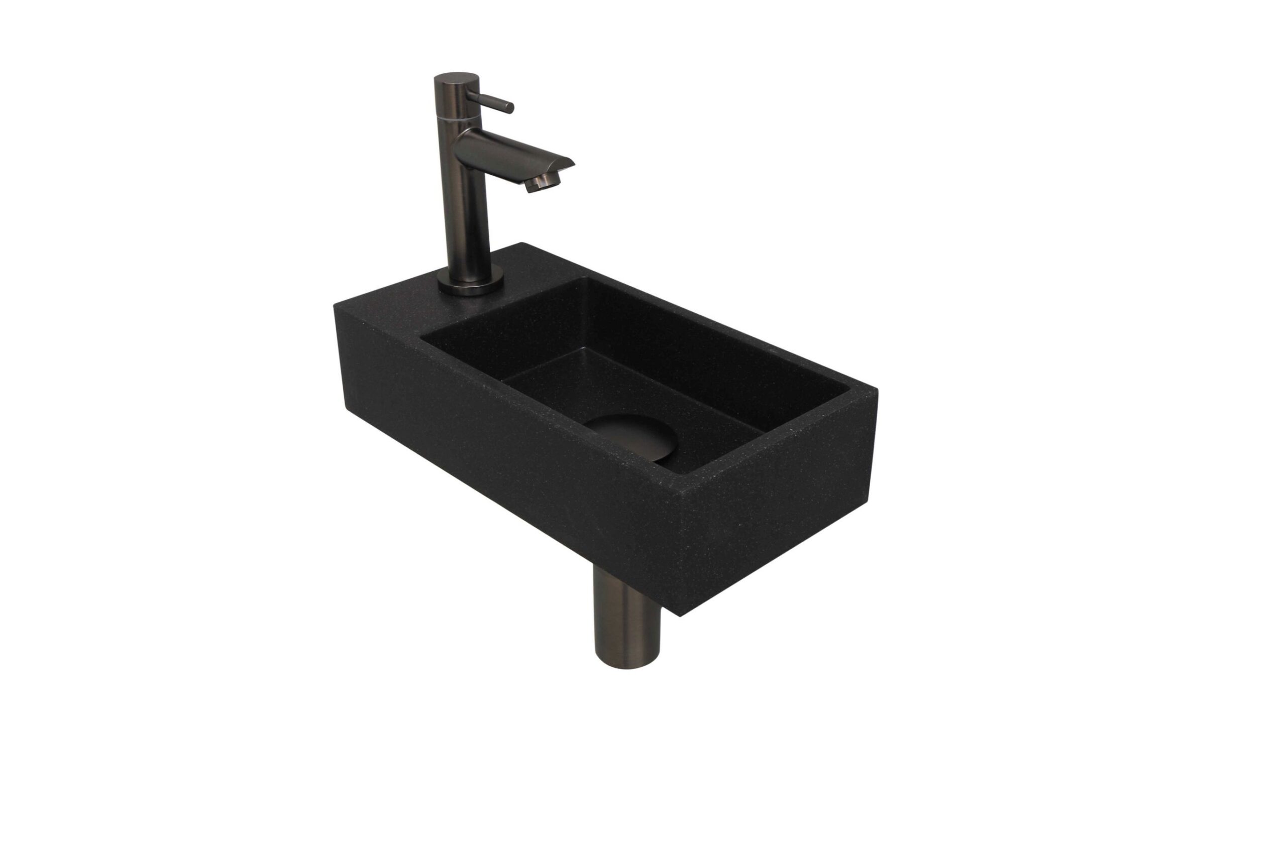 Fonteinset INK Versus 36x18x9 cm Quartz Zwart Met Kraangat Links Metal Black