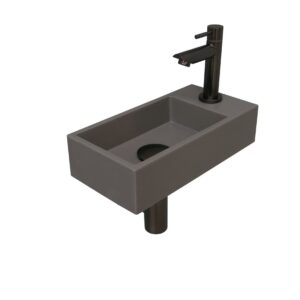 Fonteinset INK Versus 36x18x9 cm Quartz Beton Met Kraangat Rechts Metal Black