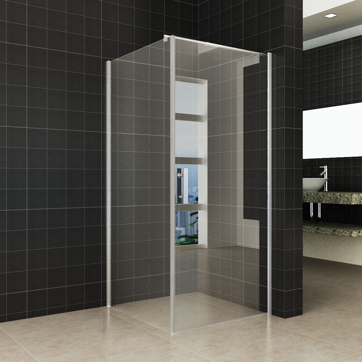 Wiesbaden Douchecabine | Eco-modulair | Deur 80x195cm | Helder Glas