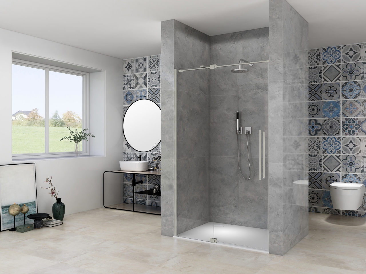 Nisdeur Van Rijn Products ST08 Draaideur 2-Delig 130x200 cm 8 mm Helder Glas Incl. Muurprofiel, Greep en Stabilisatiestang RVS