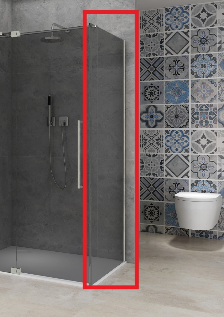 Vaste Wand Van Rijn Products ST08 90x200 cm 8 mm Rookglas met Muurprofiel RVS tbv Hoekcabine