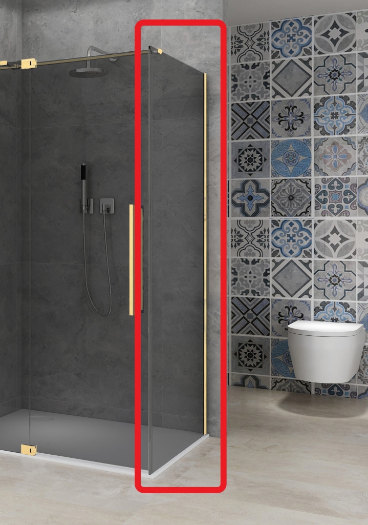 Vaste Wand Van Rijn Products ST08 100x200 cm 8 mm Rookglas met Muurprofiel Mat Messing tbv Hoekcabine