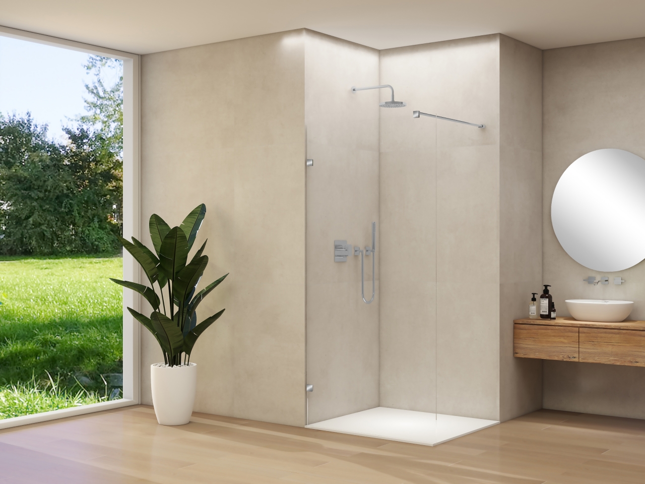 Inloopdouche Van Rijn Products ST01 80x200 cm 8 mm Helder Glas Incl. Klemmen en Stabilisatiestang Geborsteld RVS
