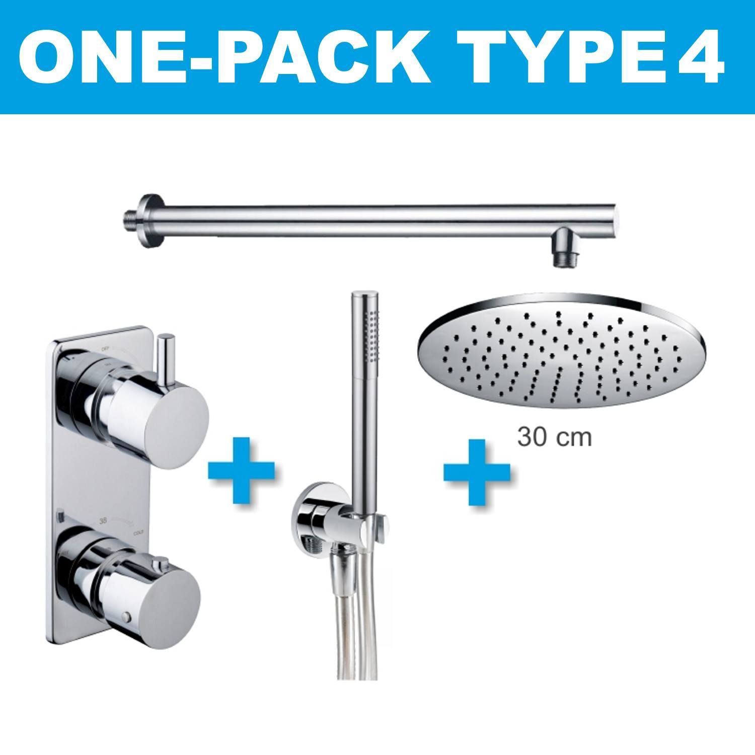 Thermostatische Inbouw Regendouche Set Wiesbaden Type 4 Plafondarm 30 cm Rond