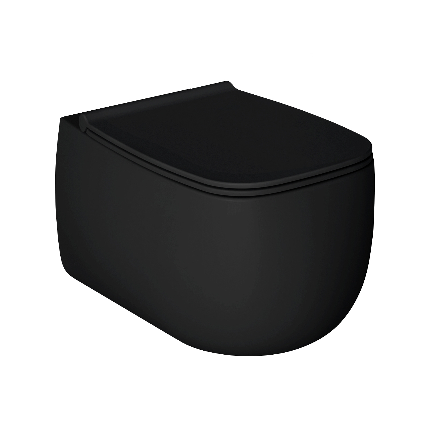 Wandcloset Salenzi Nur 55x35.5x37.5 cm Keramiek Rimless Mat Zwart (excl. zitting)