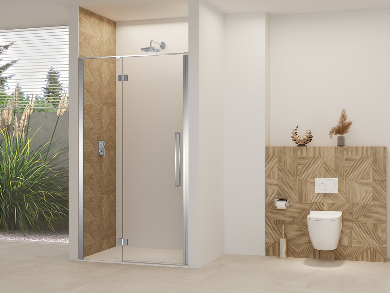 Nisdeur Van Rijn Products ST07 Aan Vast Deel 110x200 cm 8 mm Helder Glas Incl. Beslag, Greep en Stabilisatiestang Chroom