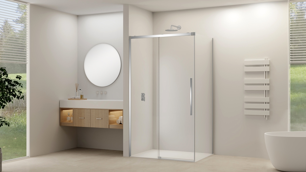 Zijwand Van Rijn Products ST09 tbv Hoekcabine 120x200 cm 8 mm Helder Glas Incl. Beslag Chroom