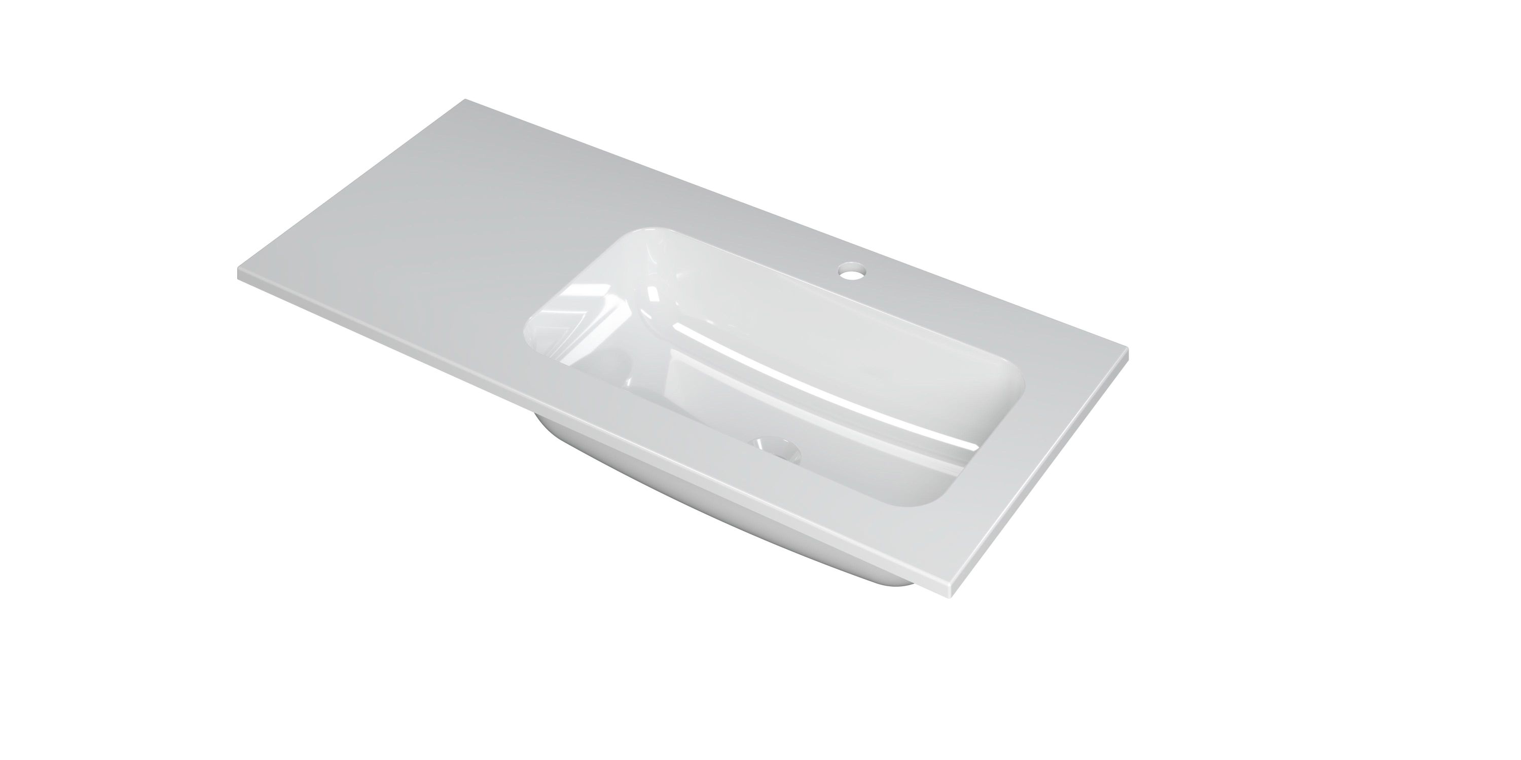 INK Wastafel Faktor polystone rechts met 1 kraangat 100 cm x 45 cm x 1,5 cm Glans wit 3407018