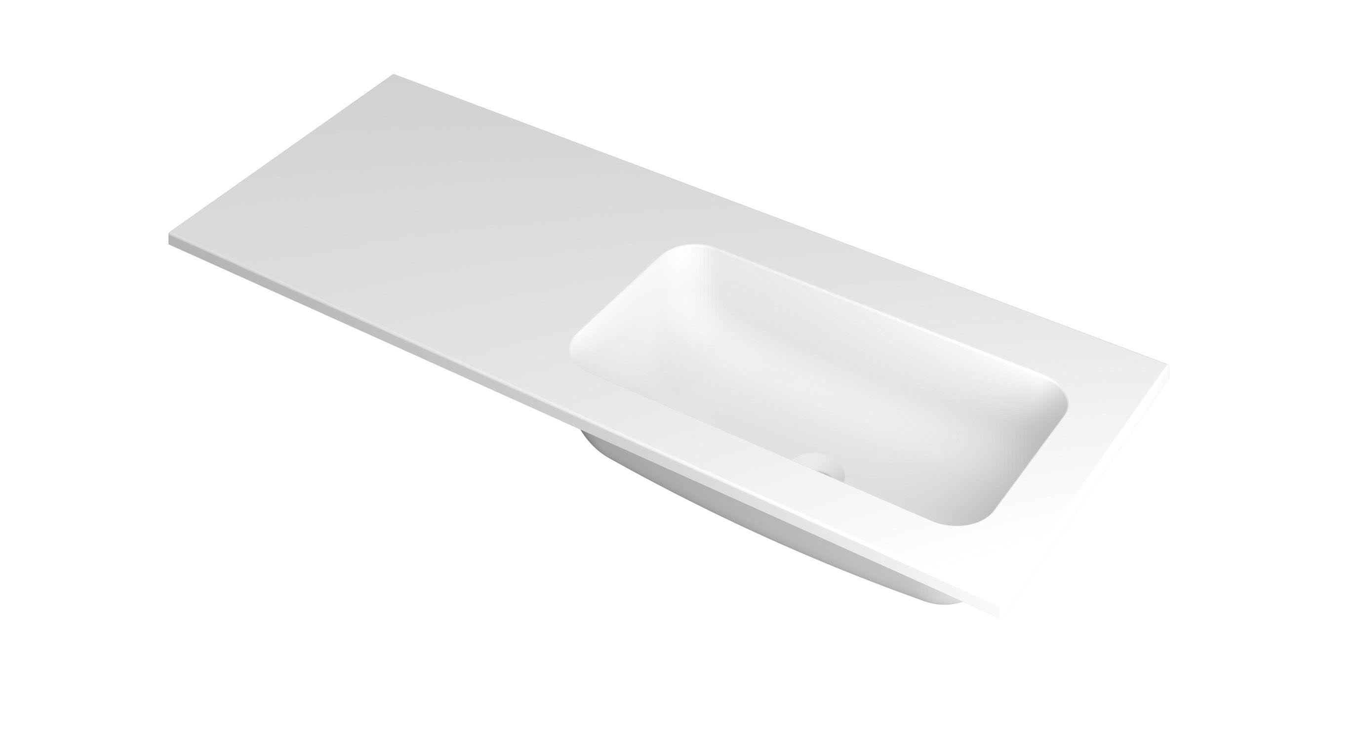 INK Wastafel Faktor polystone rechts zonder kraangat 120 cm x 45 cm x 1,5 cm Mat wit 3407227